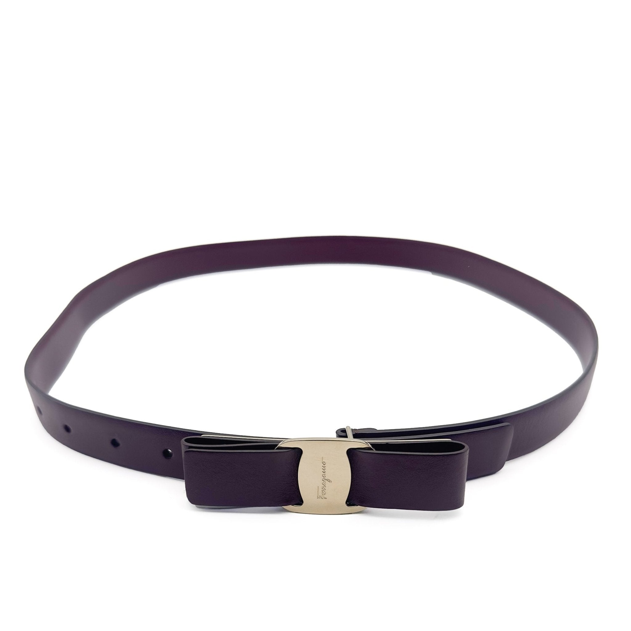 Bordeaux Leather Belt - SALVATORE FERRAGAMO - MISHMASH