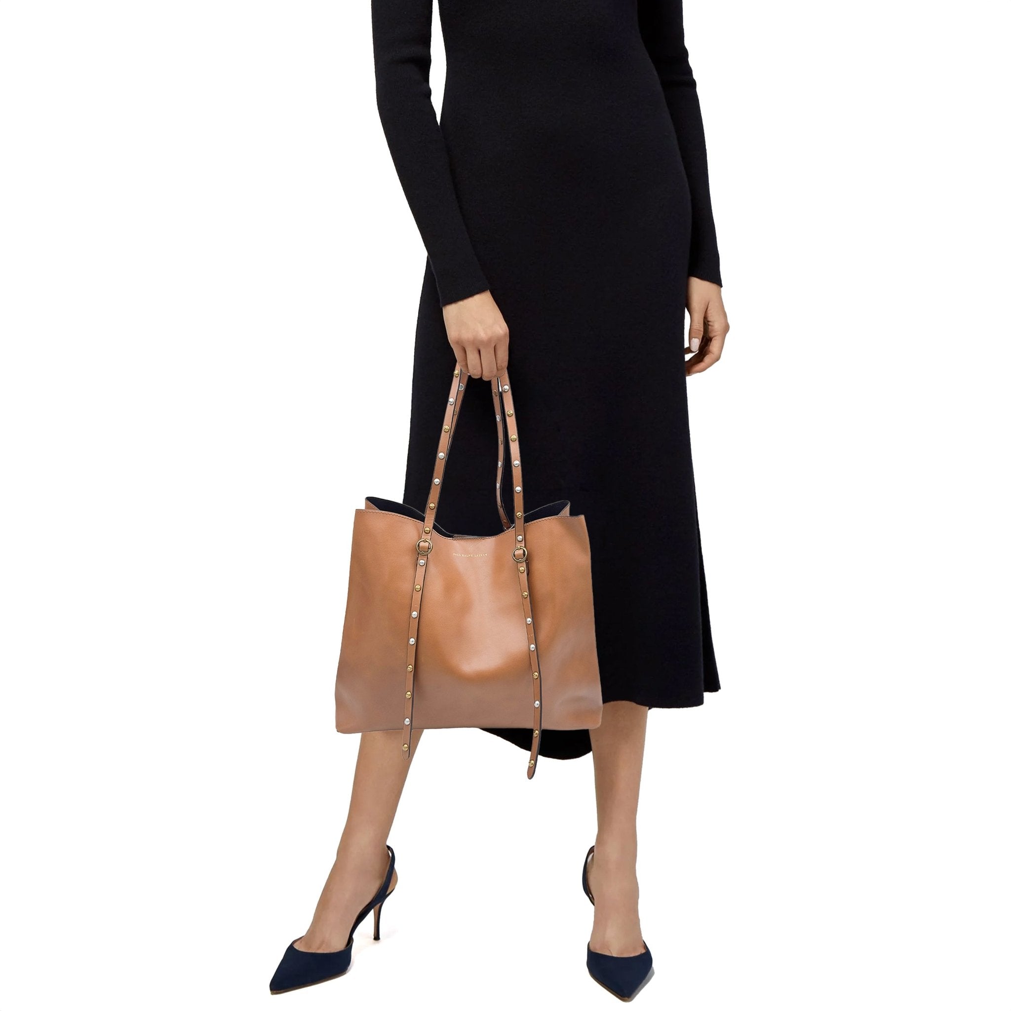 Studded Leather Lennox Tote - Polo Ralph Lauren - MISHMASH