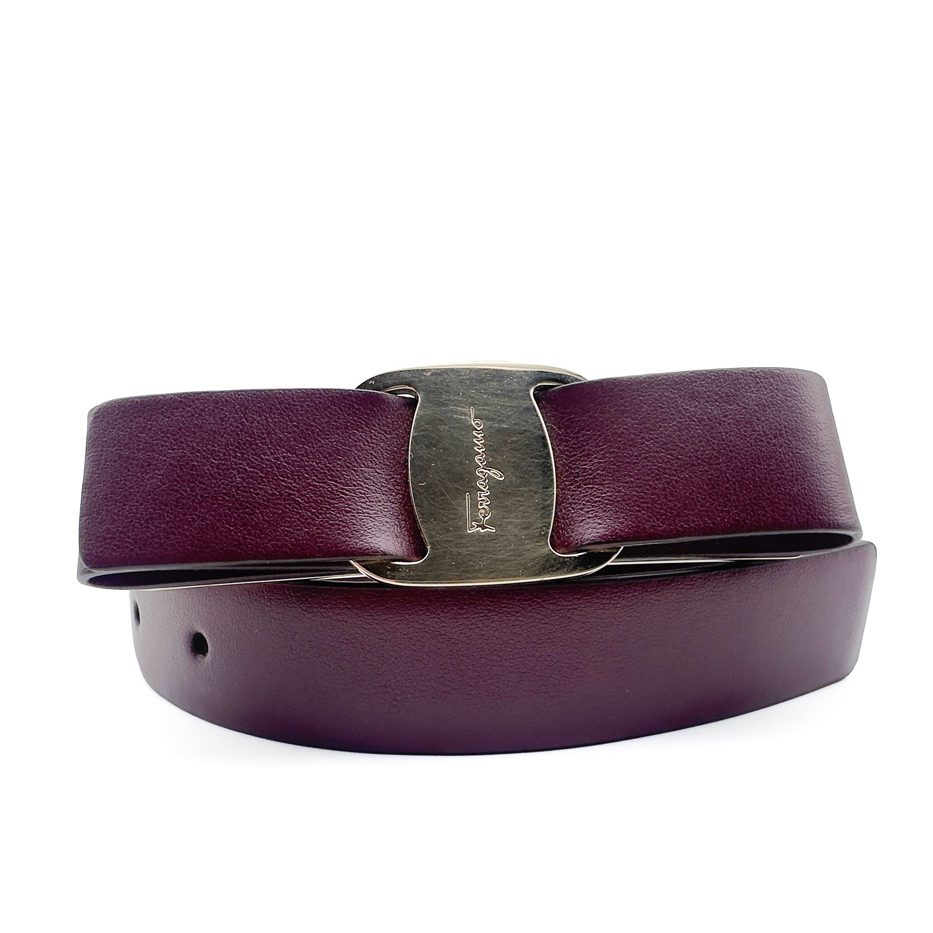Bordeaux Leather Belt - SALVATORE FERRAGAMO - MISHMASH