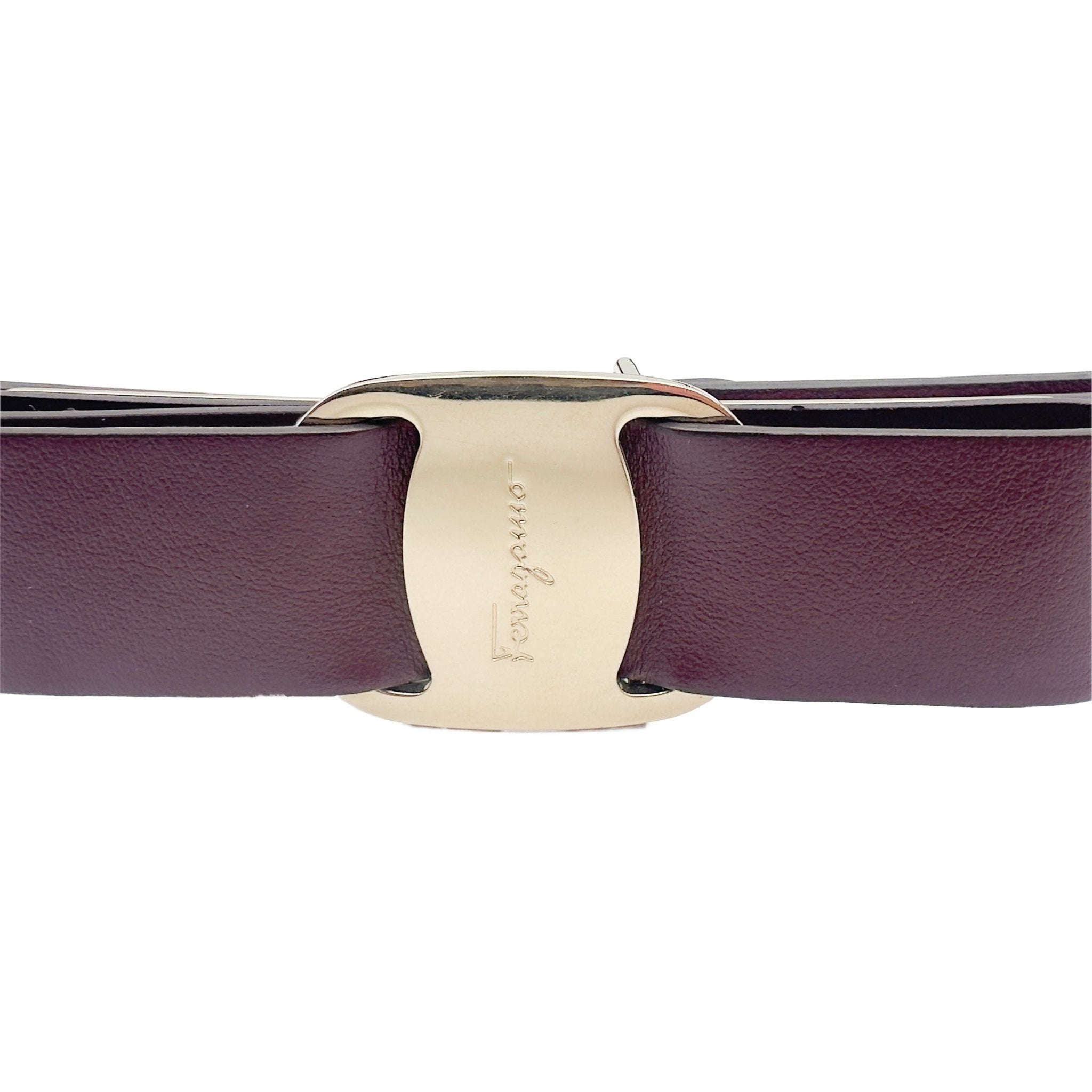 Bordeaux Leather Belt - SALVATORE FERRAGAMO - MISHMASH