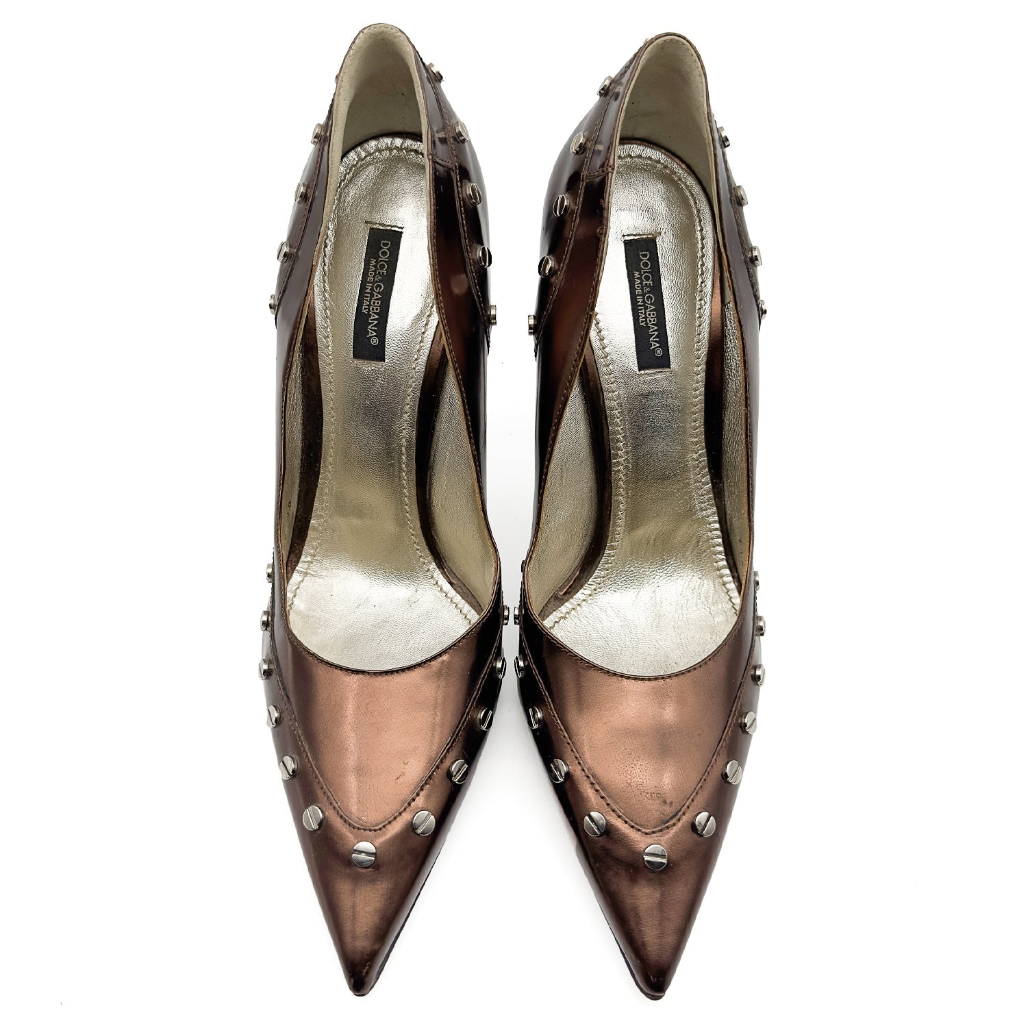 Bronze Studded Pumps - DOLCE & GABBANA - MISHMASH
