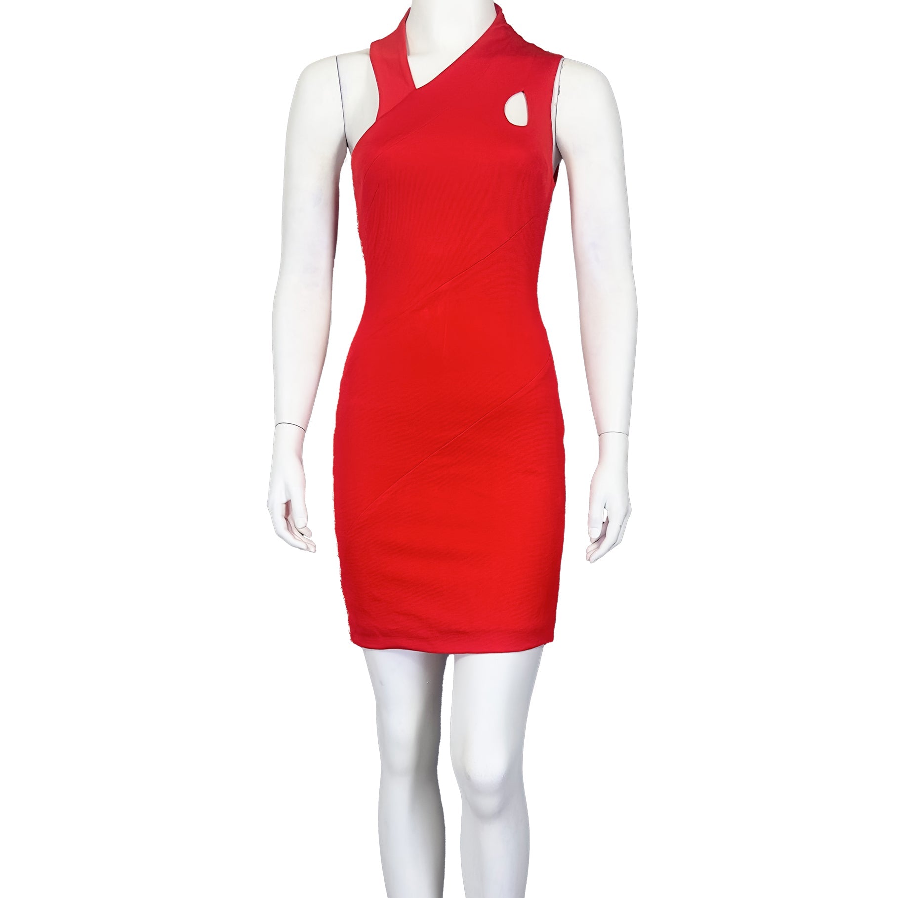 sachin and babi light blue dress Karen Millen Asymmetric Sequined Midi Dress In Red