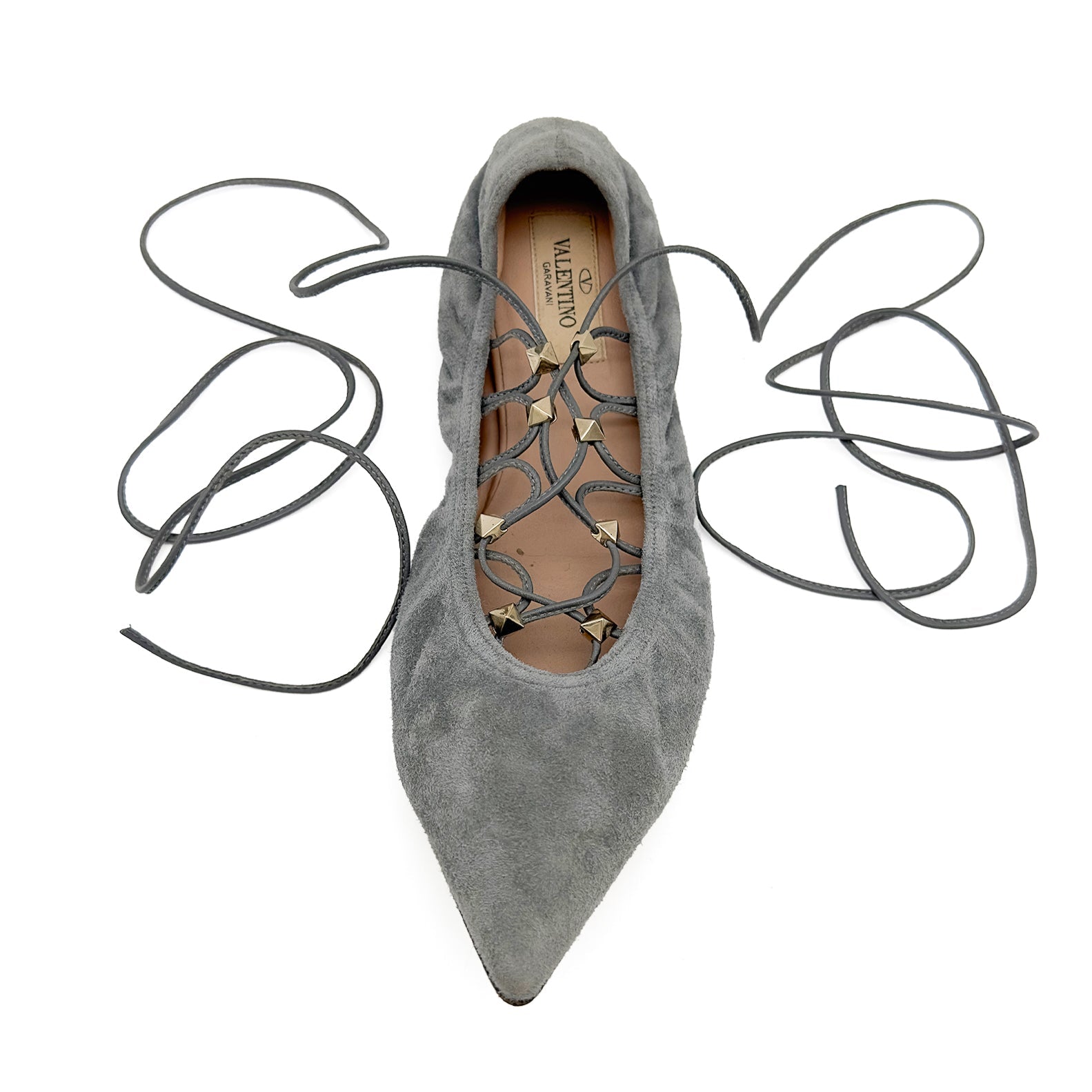Lace - Up Suede Ballerina - VALENTINO - MISHMASH