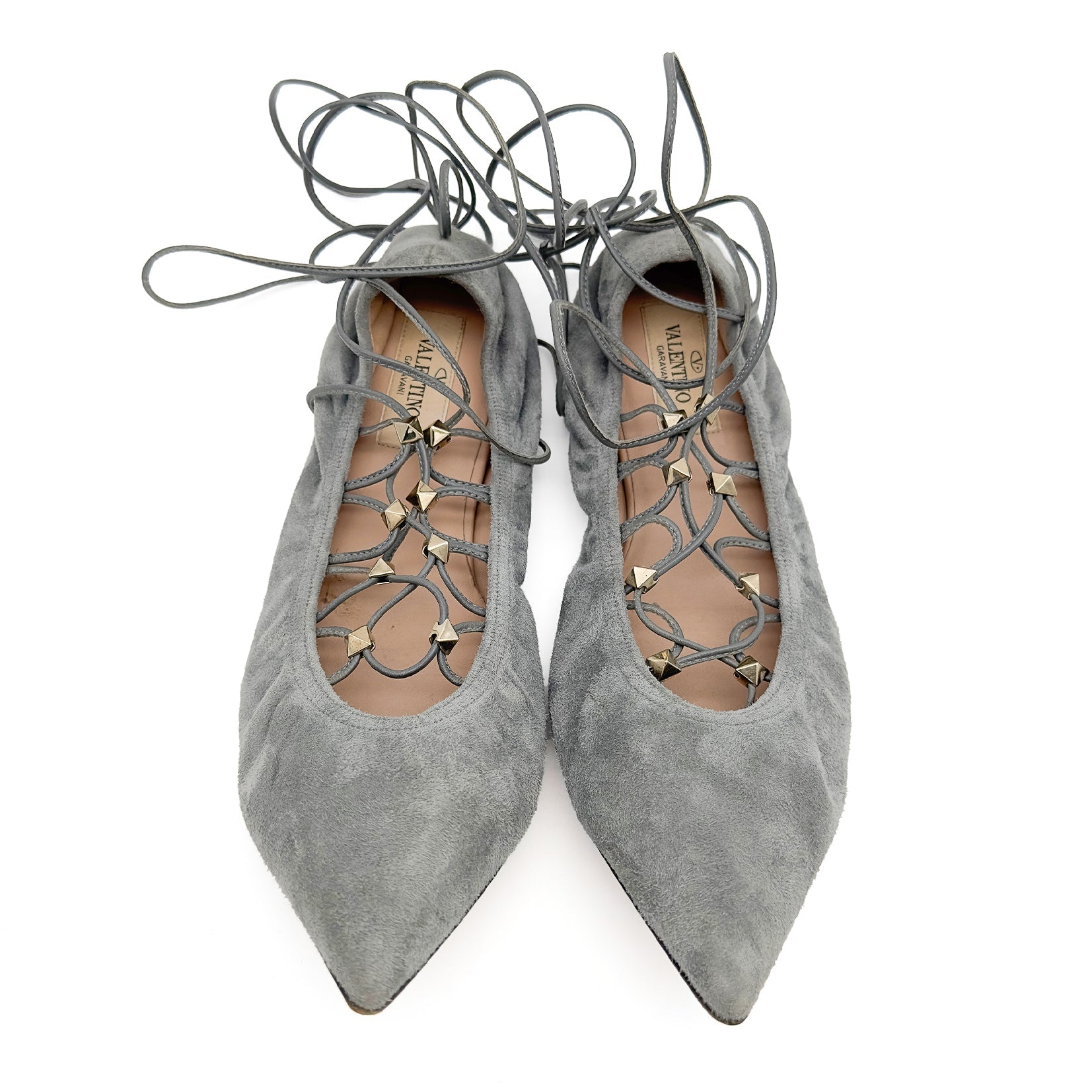 Lace - Up Suede Ballerina - VALENTINO - MISHMASH
