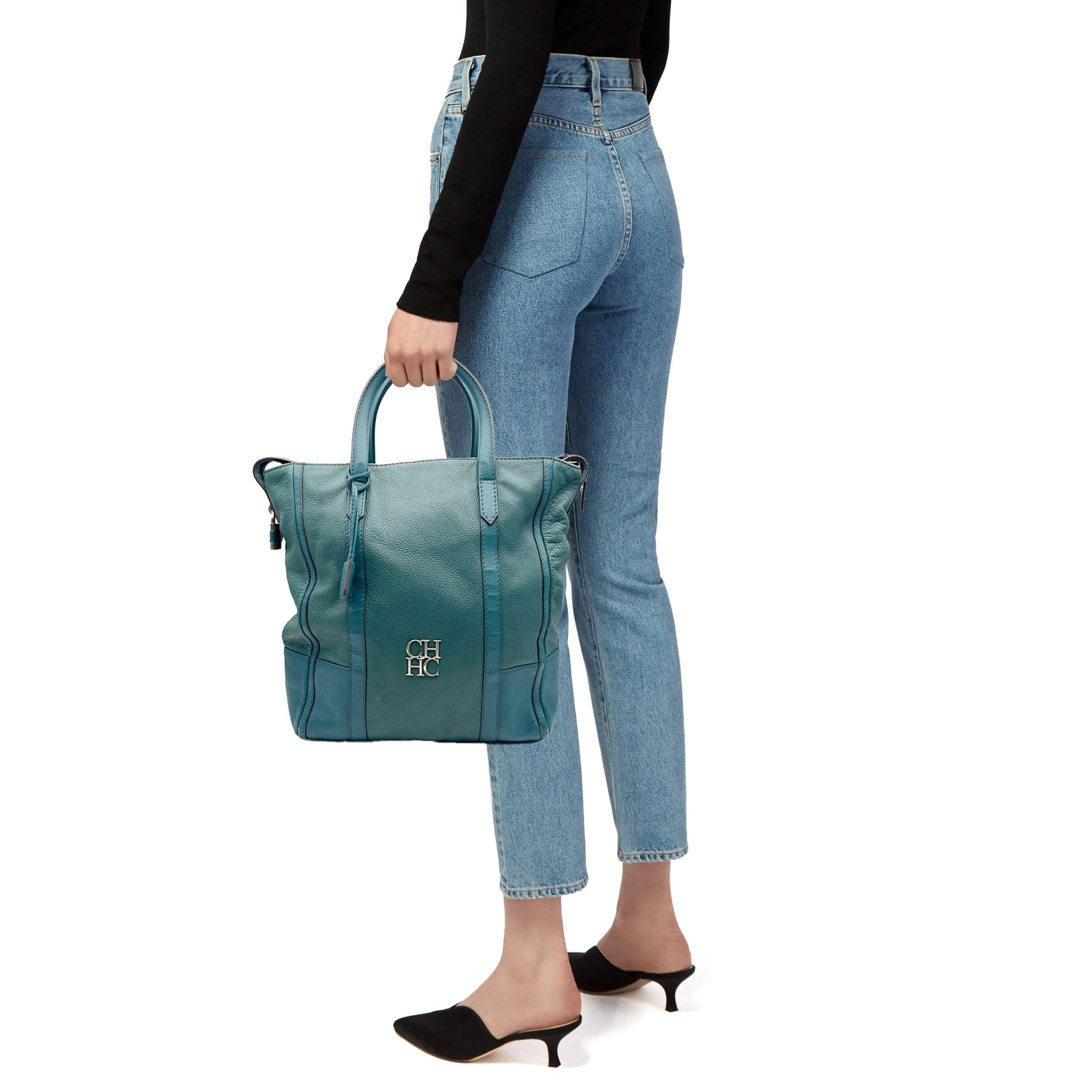 Monogram Leather Locked Tote Bag - CAROLINA HERRERA - MISHMASH