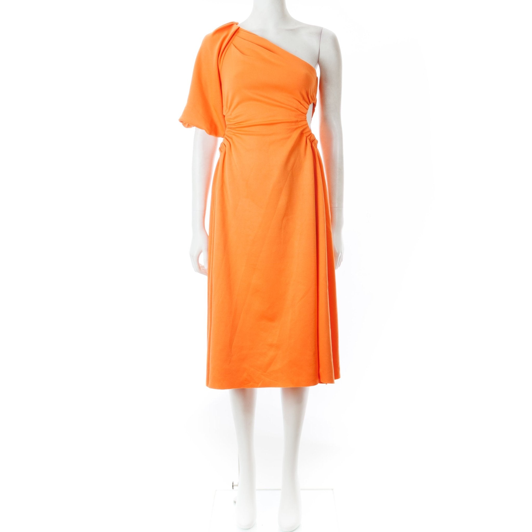 asos orange one shoulder dress ASOS DESIGN one-shoulder satin midi dress with neck tie in burnt orange