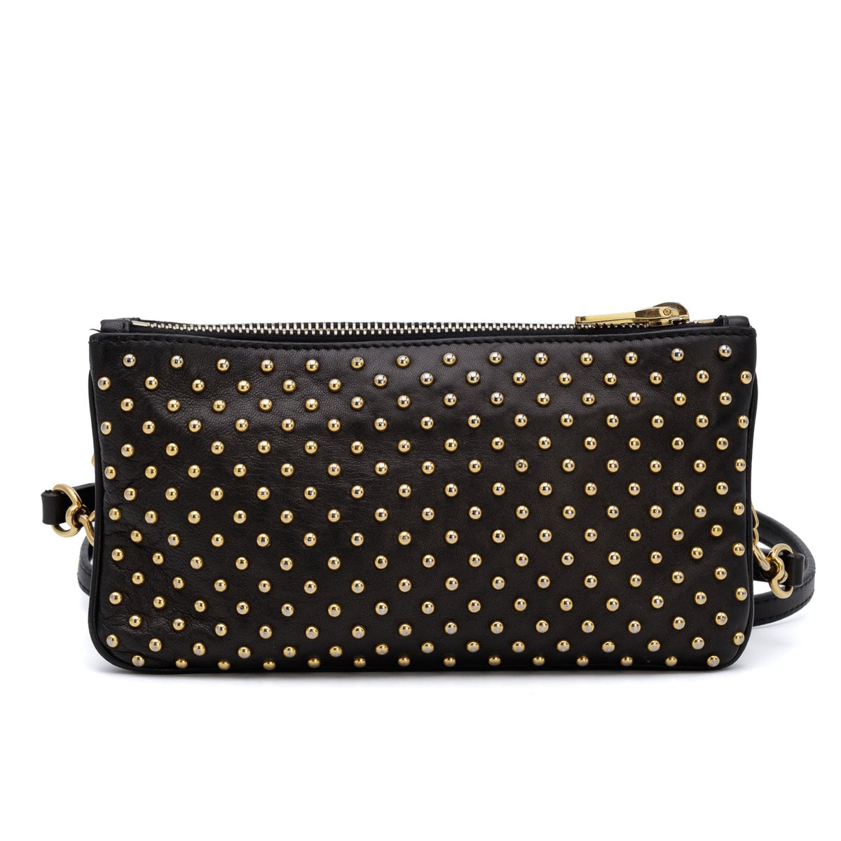 Studded Leather Zipper - MIU MIU - MISHMASH