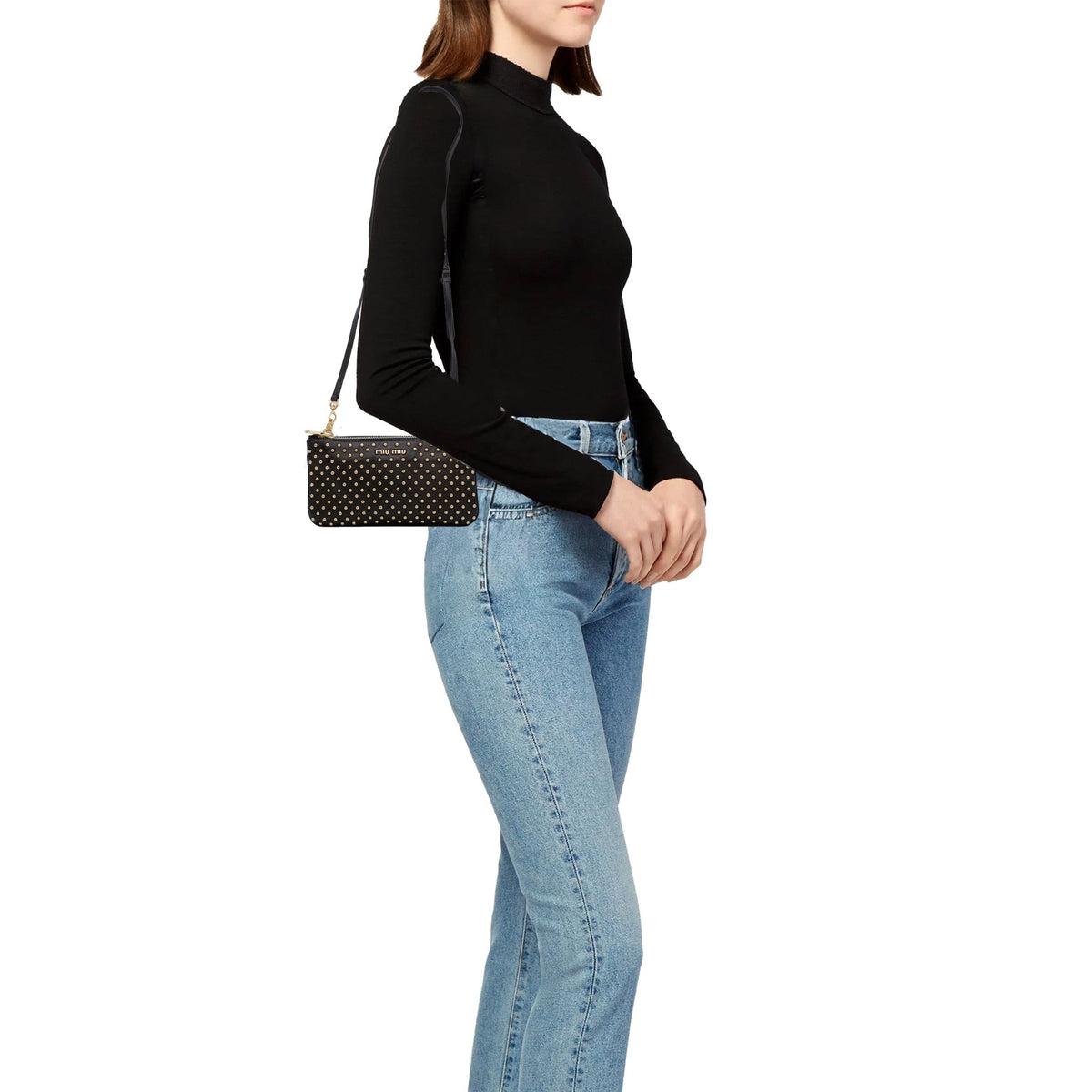 Studded Leather Zipper - MIU MIU - MISHMASH