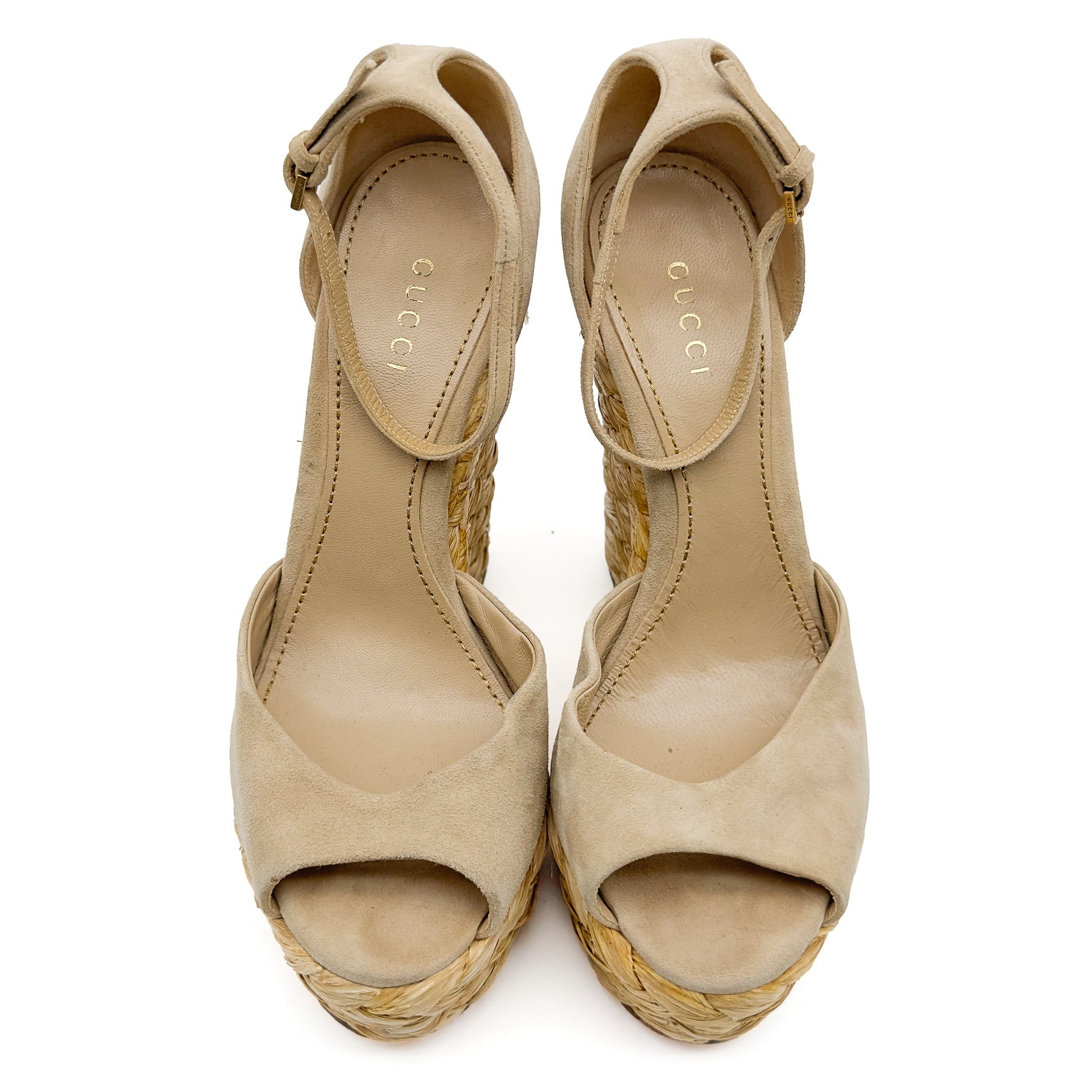 Suede Wedge Sandals - Gucci - MISHMASH