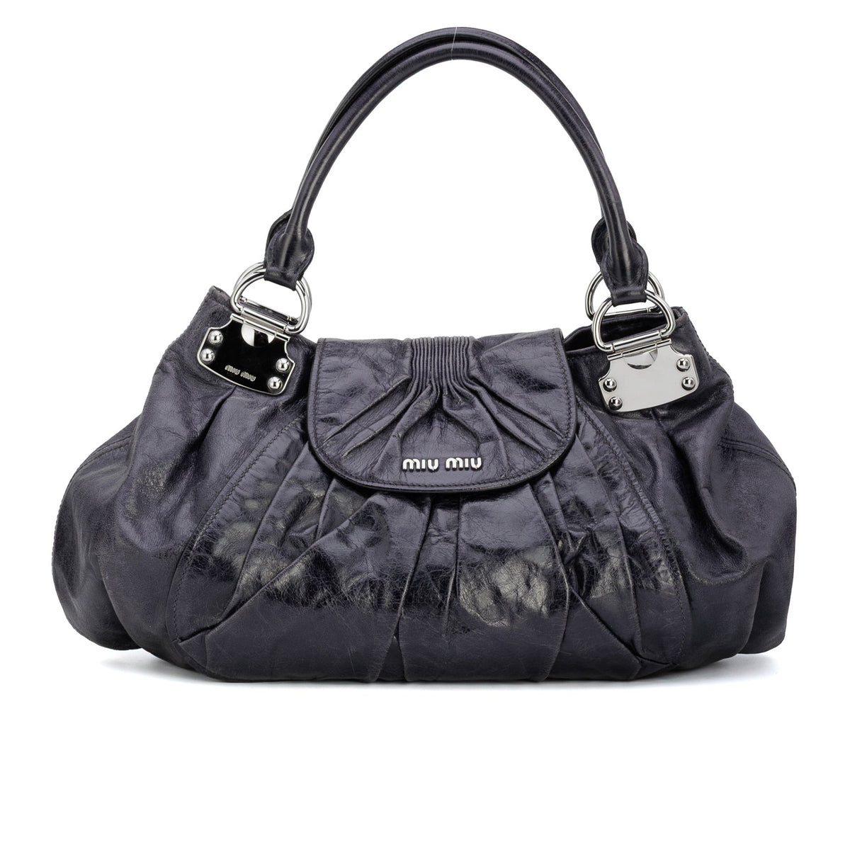 Vitello Lux Gathered Hobo - MIU MIU - MISHMASH