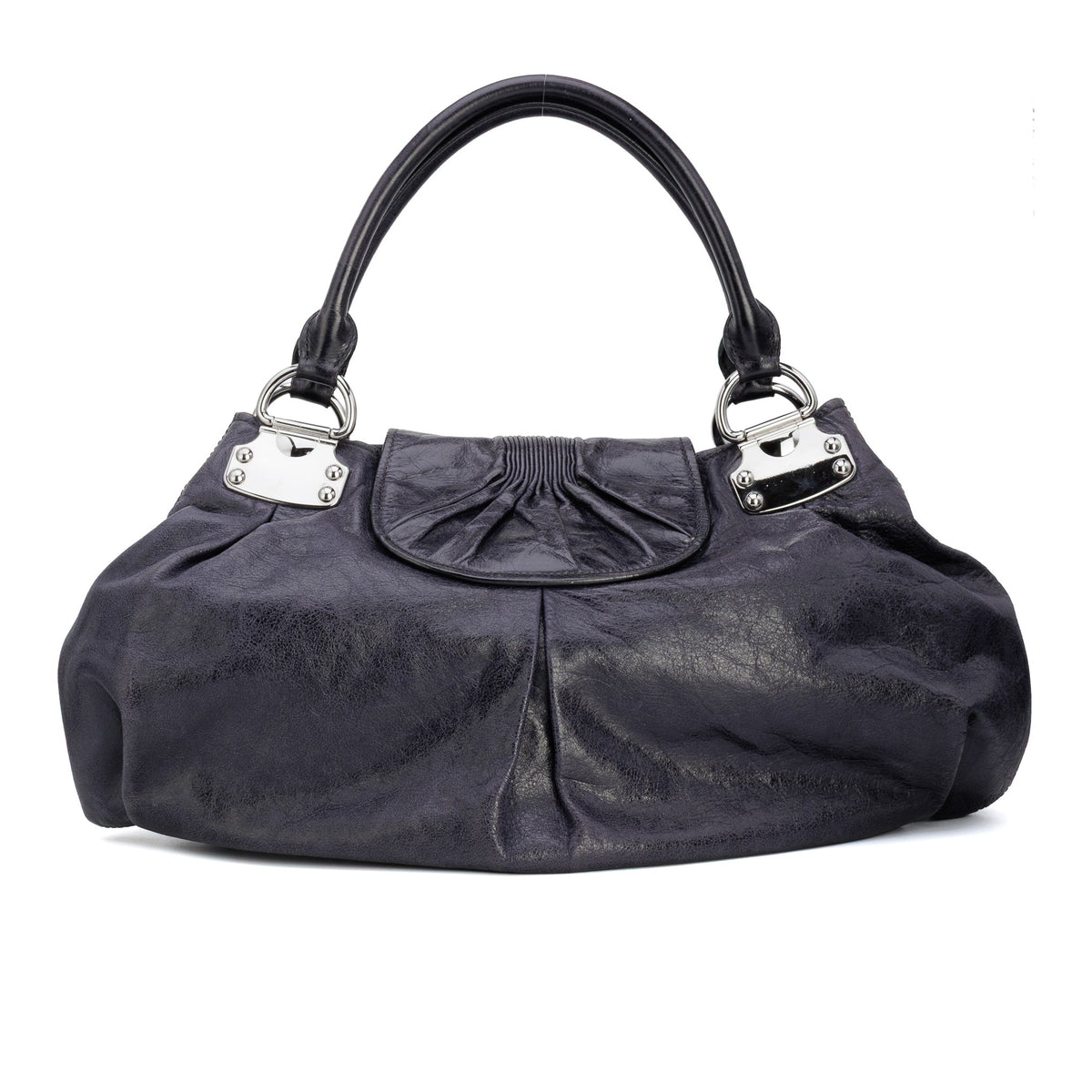 Vitello Lux Gathered Hobo - MIU MIU - MISHMASH