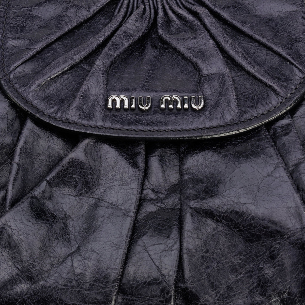 Vitello Lux Gathered Hobo - MIU MIU - MISHMASH