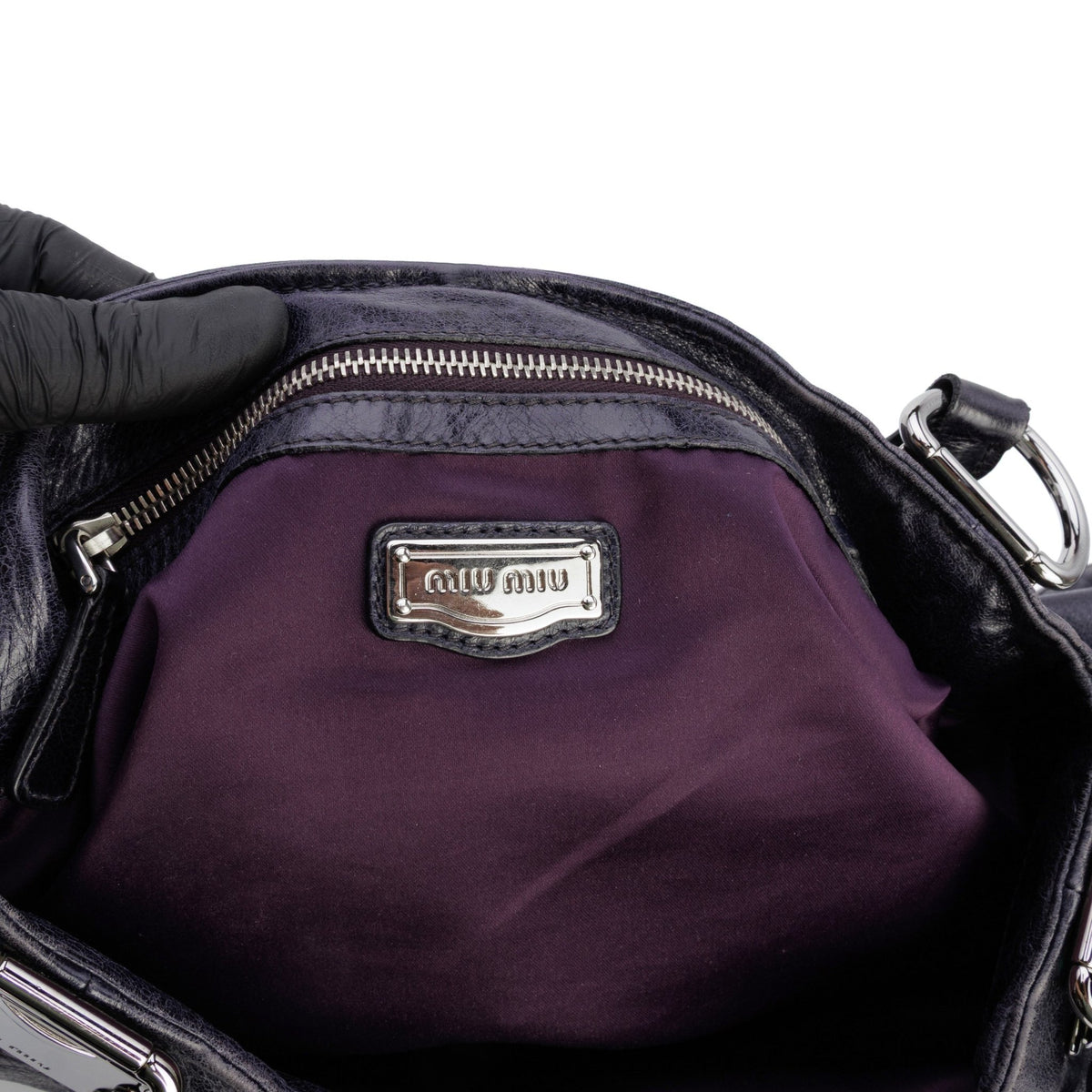 Vitello Lux Gathered Hobo - MIU MIU - MISHMASH